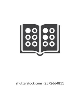 Braille Book vector icon. filled flat sign for mobile concept and web design. A book with dots for tactile reading glyph icon. Symbol, logo illustration. Vector graphics