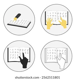 braille circle icon set. illustration for world braille day
