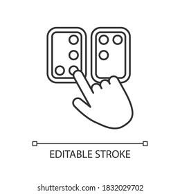 Un icono en Braille indica que es lineal. Sistema de lectura táctil para ciegos. Código Braille. Ceguera. Ilustración personalizable de línea delgada. Símbolo de contorno. Dibujo de contorno aislado del vector. Trazo editable