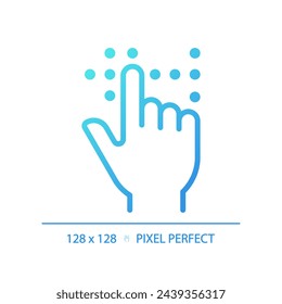 Braille fingertouch language gradient linear vector icon. Vision loss special needs. Healthcare, lifestyle medicine. Thin line color symbol. Modern style pictogram. Vector isolated outline drawing