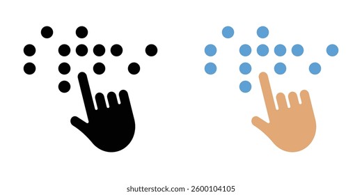 Braille flat and liner vector icons set