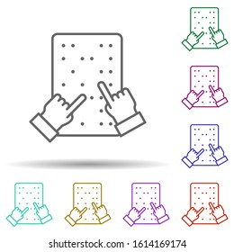 Braille, hand in multi color style icon. Simple thin line, outline vector of communication icons for ui and ux, website or mobile application