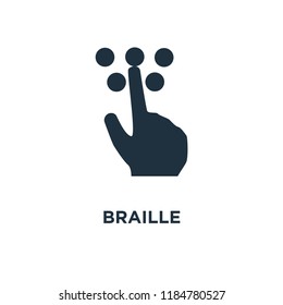 Braille icon. Black filled vector illustration. Braille symbol on white background. Can be used in web and mobile.
