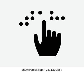 Braille Icon. Blind Person Hand Finger Touch Read Communication Language Alphabet Sign Symbol Black Artwork Graphic Illustration Clipart EPS Vector