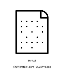 braille icon. Line Art Style Design Isolated On White Background