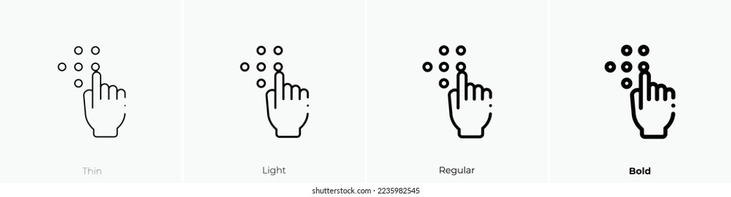 braille icon. Thin, Light Regular And Bold style design isolated on white background