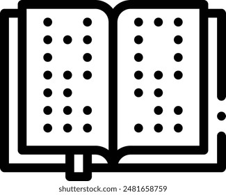 Braille-Symbol. Dünnes lineares Design isoliert auf weißem Hintergrund