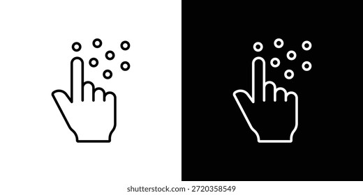 Braille-Symbole schwarz-weißer Vektor, Liniensymbol-Set.