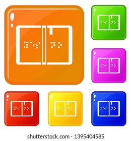Braille icons set collection vector 6 color isolated on white background