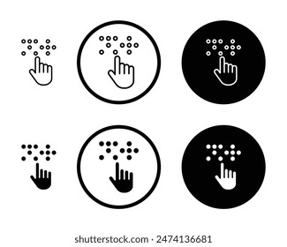 Conjunto de iconos de línea Braille. Icono de línea táctil de alfabeto de personas ciegas adecuado para diseños de UI de App y Sitios web.