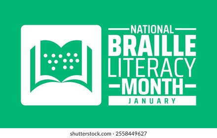 Braille Literacy Month background, banner or poster design template. observed every year in January. Holiday concept. Use to any Template, card, poster, placard, template.