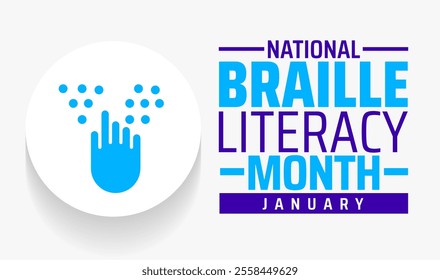 Braille Literacy Month background, banner or poster design template. observed every year in January. Holiday concept. Use to any Template, card, poster, placard, template.