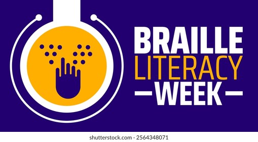 Braille Literacy Week background banner or poster design template. observed every year in January. Holiday concept. Use to any Template, card, poster, placard, template.