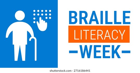 Braille Literacy Week background, banner, card or poster design template is observed every year during January, to raise awareness about the mission. Vector illustration.