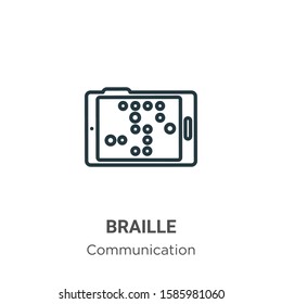 Braille outline vector icon. Thin line black braille icon, flat vector simple element illustration from editable communication concept isolated on white background