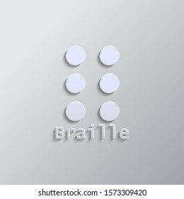 Braille paper style, vector icon. Grey color vector background