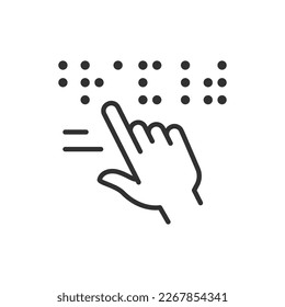 Braille reading, linear icon. Line with editable stroke