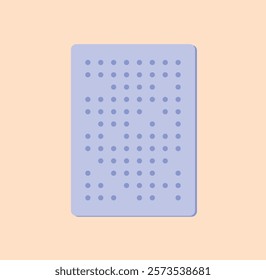 Braille representation on a lavender rectangle with a light peach background