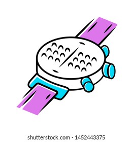 Braille smartwatch color icon. Dot watch, wrist tactile smartwatch. Blind person gadgets, technological innovation. Watch, clock, for visually impaired. Isolated vector illustration