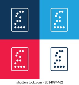 Braille Text blue and red four color minimal icon set