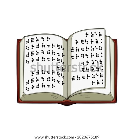 Braille textbook opening its pages, featuring embossed dots representing text for visually impaired and blind people to read, symbolizing literacy and accessibility