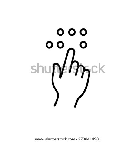 Braille touch hand icon black and white line vector symbol of blind accessibility and disability assistance