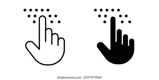 Braille vector icon set black filled and outlined style.