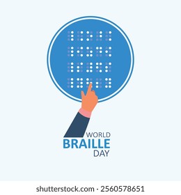 Braille Visually Impaired Writing System Symbols. Braille Language. Blind Reading. Letters for Blind People. World Braille Day. January 4. Holiday concept. Banner, poster, card, background design.