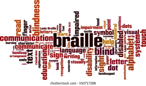 Braille word cloud concept. Vector illustration