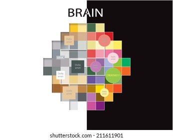 Brain 2 side, abstract shape, eps vector.