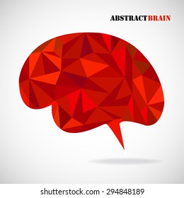 Brain from 3D geometric colorful  triangles, isolated on white. Vector illustration. Eps 10