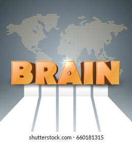 Brain 3d logo on the grey background