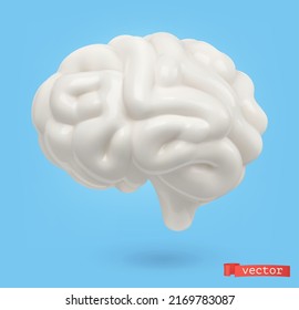 Icono de la caricatura del vector del cerebro 3d