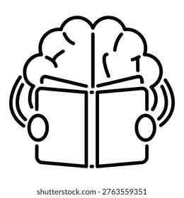 Brain absorbing knowledge from an open book representing education and intelligence