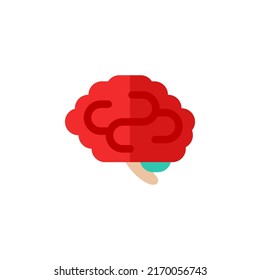 Brain Abstract Flat Icon. Human Internal Organ Vector Illustration Isolated On White Background. Medical Diagram Psychology Poster, Neurology Symbol