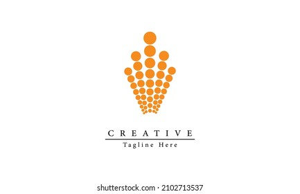Brain abstract icon. Hexagonal shapes, geometric brain hemisphere. SImple flat abstract logo template.