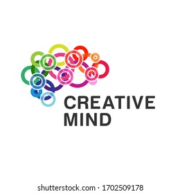 Brain abstract logo creative design. Vector. Mind icon. Brainstorm concept. Colorful cloud shape sign. Abstract template logo, identity for start up, business, smart, digital, technology, internet.