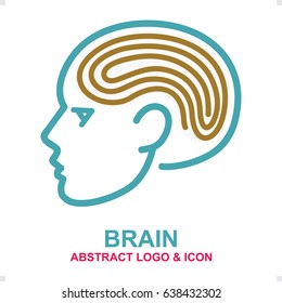 Brain abstract logo and icon.
Creative ideas colorful flat design element.