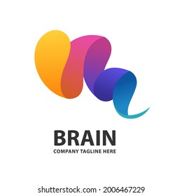 plantilla de logotipo abstracto del cerebro colorido
