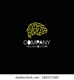 
Brain Abstract Logo yellow color