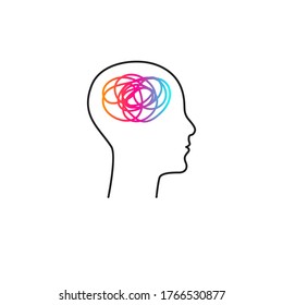 Brain activity abstract creative icon, concept of mental health, symbol of thinking, active mind logo