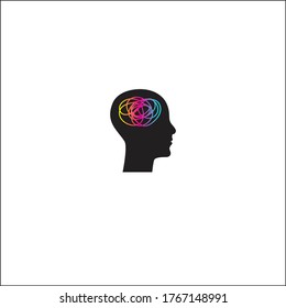 Brain activity abstract creative icon, concept of mental health, symbol of thinking, active mind logo