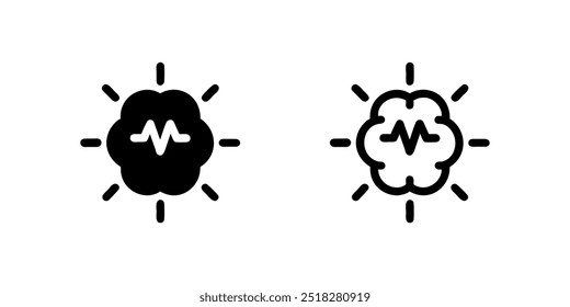Brain activity concept. Vector illustration in flat line style. Brain in the human head