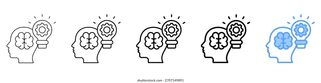 Conjunto de Colección de contorno de estilo diferente de ícono de actividad cerebral