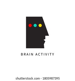 Brain Activity Icon. Brain Scan, Eeg. Profile Of Man. Vector Illustrtion