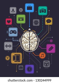 Brain activity infographics illustration. Vector illustration.