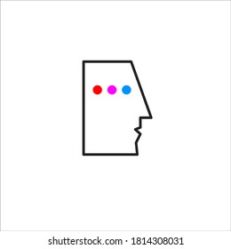 Logo de la actividad cerebral. Perfil de persona pensante. Concepto de psicología. Salud cerebral