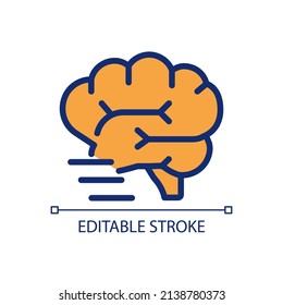 Brain activity pixel perfect RGB color icon. Human body organ. Mental and intellectual activity. Isolated vector illustration. Simple filled line drawing. Editable stroke. Arial font used