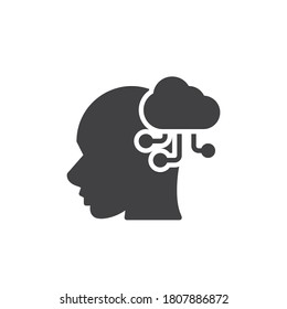 Gehirnaktivität, Vektorsymbol. volles Flachzeichen für mobiles Konzept und Webdesign. Symbol für Head and Cloud Network-Symbole. Symbol, Logo-Abbildung. Vektorgrafik