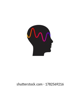 Brain activity and wave, profile of person with mental activity, symbol of therapy, creativity, psychology icon